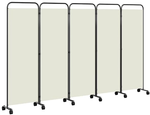 Hebitod Raumteiler Freistehend Sichtschutzwand,Paravent Klappbar 284x180cm,Mobiler Trennwand mit Rollen,Stabile Raumteiler für Büro, Heim |Beige