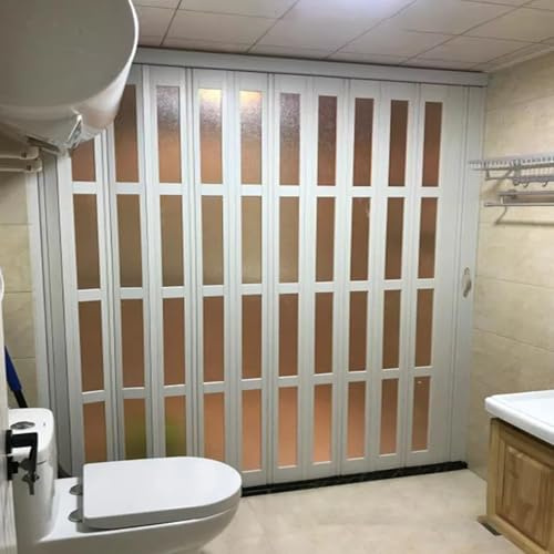 puerta plegable acordeon 60 80 100 120 140 160 Puerta Divisoria Plegable De PVC De 180 Cm De Ancho, Puerta Concertina Magnética Para Baño/Dormitorio, Con Tirador Y Panel Acrílico(60 * 213cm)