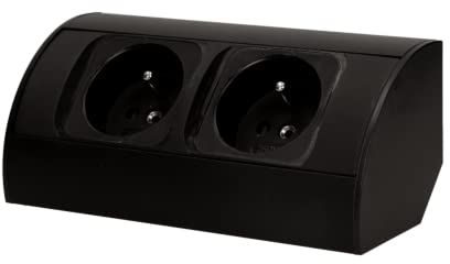MIRATIC Bloc Prise Cuisine Angle Noir Double Prises 2P+T Type E Multiprise Plan de Travail sous Meuble 3680W 16A Prise Bureau Fixe Surface Multiprises Interieures (Noir)