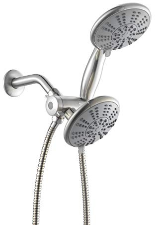 Ana Bath 12,7 cm großer Hochdruck-Duschkopf mit Handbrause – 5 einzigartige Sprühmodi/Messinganschluss/152 cm Edelstahlschlauch/fleckenresistentes gebürstetes Nickel