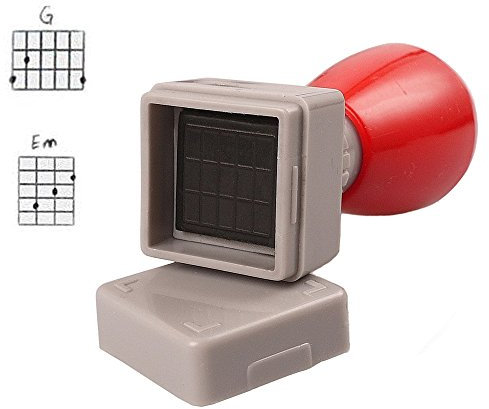 Mr. Power Saiten-Stempel, schwarze Tinte, für Gitarre (3 Bünde)/Ukulele (5 Bünde), zum Selbermachen, Mini-Gummi-Stempel