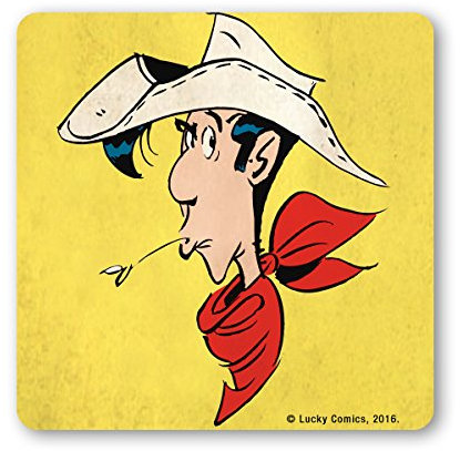 Logoshirt®️ Lucky Luke I Portrait I Untersetzer | Kork | 10x10cm | langlebiger Druck | Lizenziertes Originaldesign