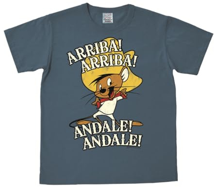 Logoshirt® Looney Tunes Arriba Andale T-Shirt Damen & Herren | Offiziell lizenziertes Looney Tunes Merch, Speedy Gonzales-Motiv, 100% Baumwolle, Cartoon T-Shirt mit hochwertigem Frontprint