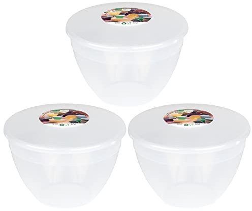 Just Pudding Basins Clear 2 Pint 1.14lt Basin (3 Pack) Food Safe 1 Litre Plastic Bowls and Lids