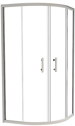 ONDÉE - Porte de douche EKLA, Façade coul. 1/4 de cercle. 90x90x185cm - Installation réversible - Traitement anticalcaire - Verre trempé 6mm transparent