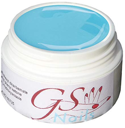 GS-Nails UV Farb-Gel für Nail-Art & Nagel-Design - 5 ml UV-härtendes Cover-Gel - Nail-Gel - selbstglättendes Nagel-Gel - Hell Blau 10 - A6