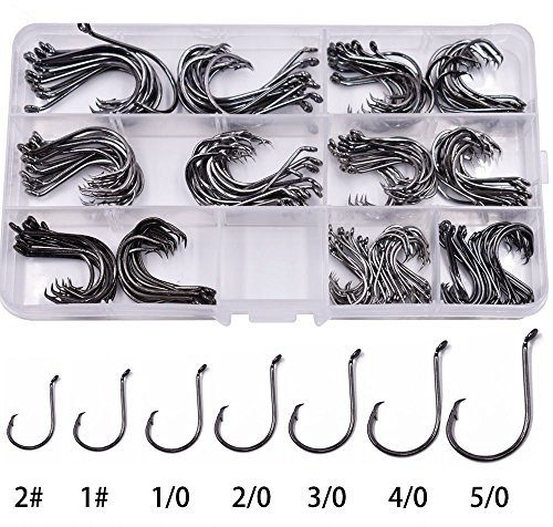 175Pcs Size 2#~5/0 Octopus Circle Fishing Hooks Made of High Carbon Steel Fishing Hooks Set in Saltwater or Freshwater (175pcs circle hooks set)