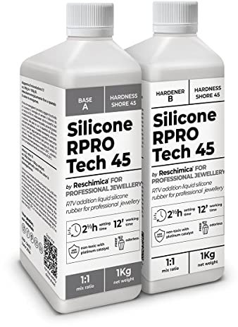 Reschimica Silikon Kautschuk durchscheinend weich 1:1 R PRO TECH 45, abformsilikon, dubliersilikon, abdruckmasse, Silikon zur Silikonform Herstellung,Silikon für DIY Harzformen, hitzebeständig (2 kg)