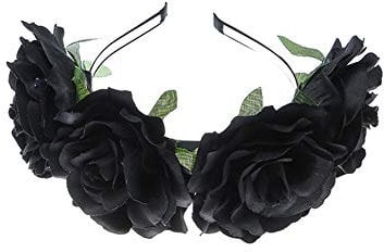 YAZILIND Cloth Big Rose Flower Headband Headband Retro Hair Accessories Black