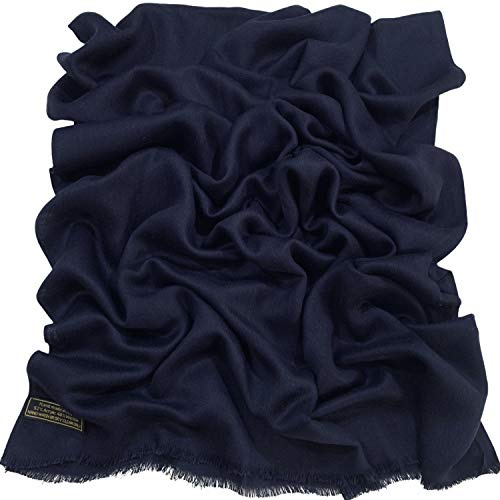 CJ Apparel normallack design nepalesisk franshalsduk pashmina sjal stola kast ny, Mörkblå, En Storlek