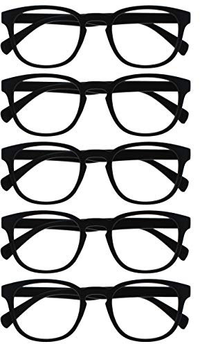 OPULIZE Pop Lesebrille 5er Pack Keck Rund Matt Rahmen Federscharniere Kratzfest Schwarz Herren Damen RRRRR2-1 +1.00
