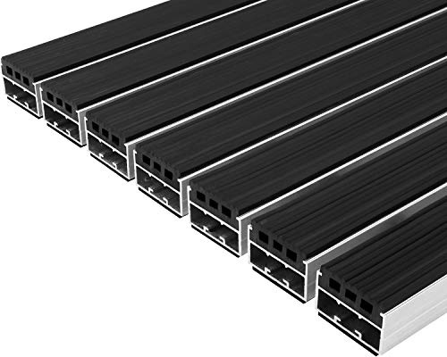 Desan | Alu Fußmatte Ultra Mat | 49 x 74 cm | 22mm Aluminium Fußabtreter für Außen und Innen | Türmatte für die Haustür | Schmutzfangmatte in 3 Größen | Schwarz | Gummi