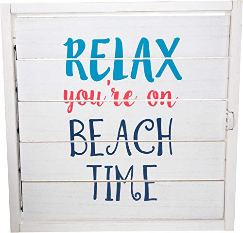 Pavilion Gift Company Relax You're On Beach Time Doppelseitige Fensterläden-Schild, 36,8 cm, Glas Papier, blau