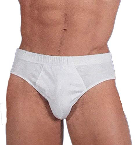 TL 12 Slip Uomo in Filo di Scozia Modello Classico ed Elastico Comodo Prodotto in Italia. Colore Bianco Taglia 6/52/XL