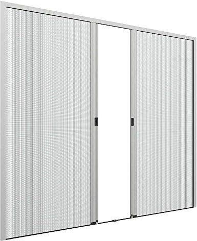 Zanzanet Zanzariera laterale plisse doppia orizzontale cassonetto 17mm guida 4mm su misura plissettata ultra sottile porta finestra scorrevole personalizzabile colori Made in Italy Argento Silver