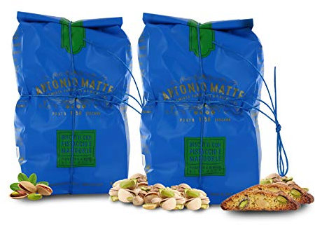 Antonio Mattei Premiata Fabbrica di Biscotti Galletas crujientes de Almendra y Pistacho - cantucci toscani - 250gr (Paquete de 2 Piezas)