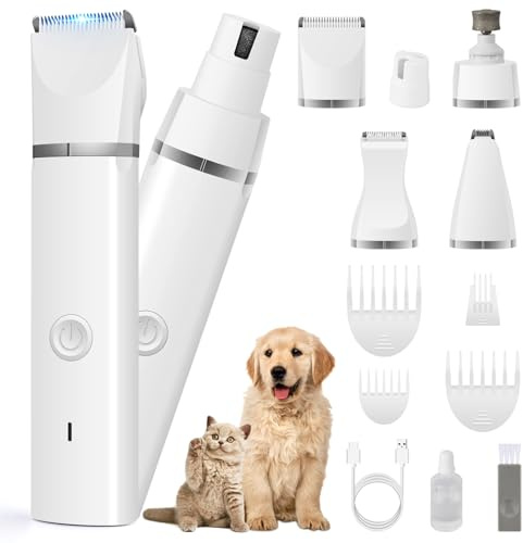 Veeconn 4 in 1 Dog Clippers Grooming Kit with Paw Hair Trimmer for Cat Pet