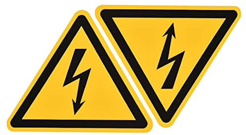 sourcing map Segnale di avvertimento a rischio di scossa elettrica triangolare, autoadesivo, 20 mm, confezione da 10