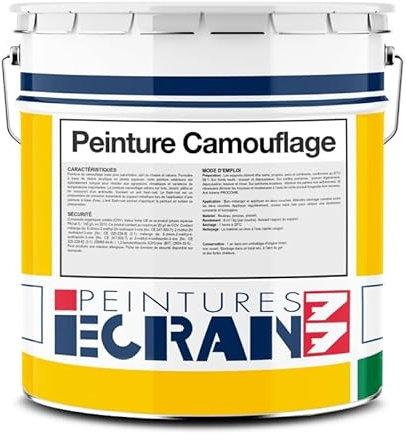 Peinture camouflage professionnelle, vert, finition mate pour palombière, cabane, abri de jardin, abri de chasse ECRAN77 3.5 Kg