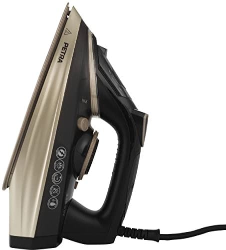 Petra PF0820VDEEU7 Ferro da Stiro a Vapore, Potente 3100 W, Piastra in Ceramica Doppia, Colpo Vapore 200g/min, Serbatoio da 300 ml, Anticalcare e Antigocciolamento, Temperatura Variabile, Nero