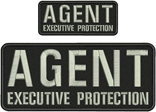 Agent Executive Protection Vest Patch for Plate Carrier - Embroidery Patches 4x10 inch & 2x5 inch with Hook - Vest Patch for Tactical Jacket Clothing Uniform Cap Backpack