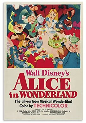 TSALF Poster und Drucke Kein Rahmen Alice im Wunderland 1951 Vintage Home Schlafzimmer Wohnzimmer Dekoration 60x90cm