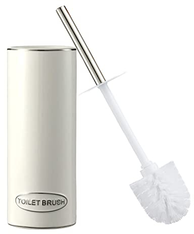 Motifeur Bathroom Accessories Ceramic Toilet Brush Set - Toilet Bowl Brush and Holder (White)