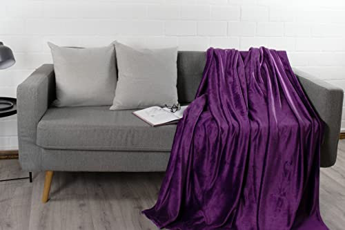jilda-tex Wohndecke Kuscheldecke Plüschdecke Uni Decke Tagesdecke Uni (Lila)