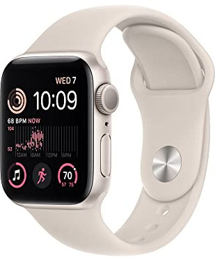 Apple Watch SE (2ᵉ Génération) (GPS, 40MM) Boîtier en Aluminium Lumière Stellaire avec Bracelet Sport Lumière Stellaire - Regular (Reconditionné)