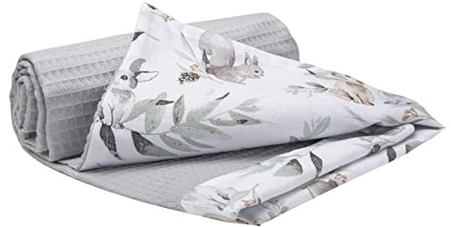 Medi Partners Babydecke Baby Decke Neugeborenen - Kuscheldecke Geschenk Babydecken 75x100cm für Kleinkinder Mädchen Krabbeldecke Kinderbett Kinderwagen 100% Baumwolle (Hirsch mit grauem Waffel)