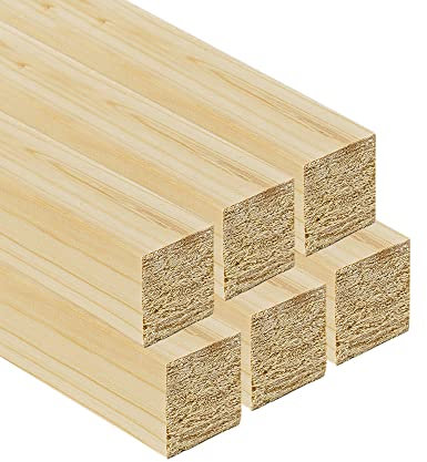 TWE Listelli Legno Massello Abete x 3 Metri Piallati su Quattro Lati con Smusso su Spigoli Made in Italy Confezione da 6 pz (30x30) mm