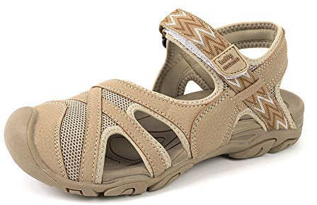 HEVA Damen Sandalen Wandern Outdoor Trekking Sportliche Wanderschuhe(6UK 39EU, Khaki)