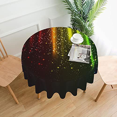 Druck Regenbogen Neon, Tischdecke, wasserfest, staubdicht, runde Tischdekoration, knitterfrei, Tischtuch – 60 Zoll