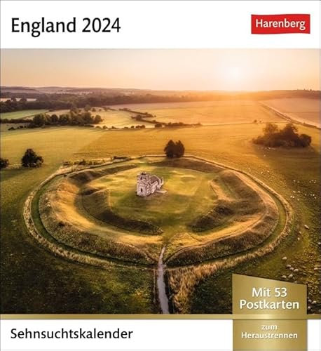 Sehnsuchtskalender England - Kalender 2024 - Harenberg-Verlag - Postkartenkalender mit 53 heraustrennbaren Postkarten - 16 cm x 17,5 cm