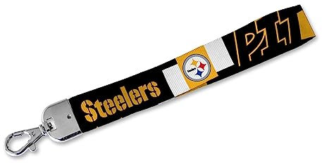 Rico Industries NFL Football Pittsburgh Steelers Handgelenk-Schlüsselband, niedlicher Handgelenkriemen, Schlüsselanhängerhalter für Damen und Herren, Autoschlüssel, Ausweise, Karten, Geldbörse,