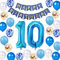 Fechy 10.Geburtstag Dekoration Junge, Blau Gold Happy Birthday Ballon Nummer 10. Ballon Blau 10. Geburtstag Latex Konfetti Ballon für 10 Jahre Jungen Geburtstagsdeko (10.)