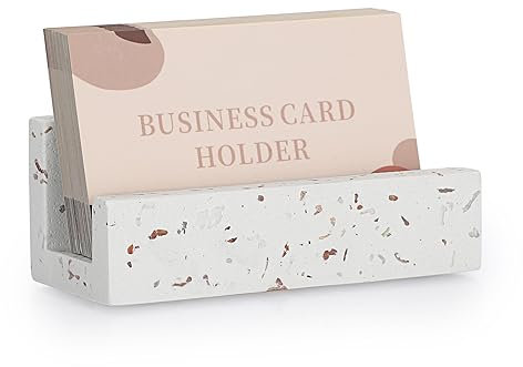 Hipiwe Visitenkartenhalter für Schreibtisch, Terrazzo, Visitenkartenständer, Desktop-Karten, Display-Ständer für Damen und Herren, Beton, Visitenkartenständer, Organizer für Büro