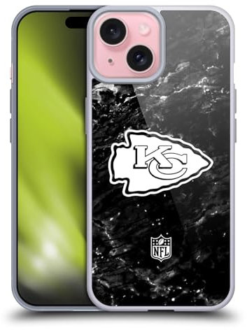 Head Case Designs Offizielle NFL Marmor Kansas City Chiefs Artwork Soft Gel Handyhülle Hülle kompatibel mit Apple iPhone 15