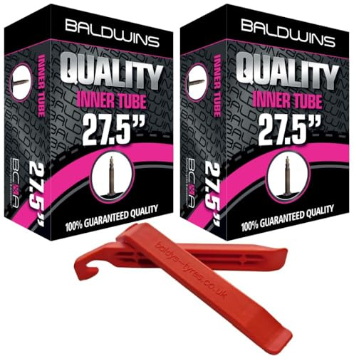 Baldwins Bike Inner Tube 27.5 x 2.20 to 2.40 Presta Valve & BALDY'S TYRE LEVER (Pack of 2)