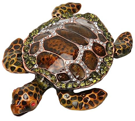 Tyenaza Schmuckschatulle, Schildkröten-Schmuckkästchen, Handgefertigt, Mit Handbemalten Strasssteinen, Aufklappbare Schmuckkästchen Für Schmuck Im Wohnzimmer