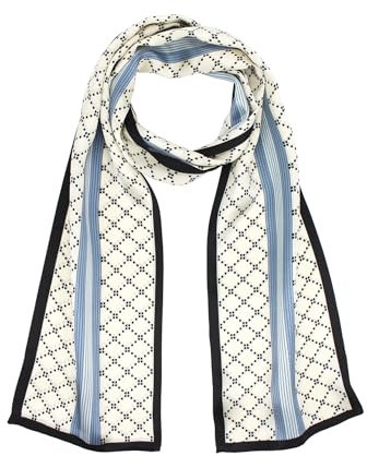 ANDANTINO Schal aus 100% Seide für Damen, 150 x 16 cm lang, Schal für Kopftuch und Hals, längliche Haarwickel, mit Geschenkverpackung, Weiß & schwarz kariert, Large