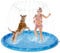 pecute Sprinkler Pad for Dogs & Kids-130cm, Thickened Dog Splash Mat with Pattern Durable Children Water Play Toy Anti Slip, Inflatable Swimming Bathing Pool for Summer Outdoor Garden (Dia 51.2in)