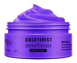 COLAYERIST Viola Gel Colorato per Capelli Uomo e Donna Lavabile, Colore Temporaneo Capelli per Bambini, Colore Capelli Temporaneo, Crema Colorata Capelli per Feste o Cosplay