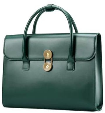 BybAgs 14/16 Zoll Aktentasche, wasserdichte Leder-Computertaschen, College-Essentials, Lehrerbedarf, Laptop-Handtasche, tägliche Tragetasche (Color : Green, Size : 14 inches)