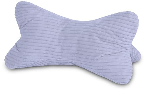 Leseknochen Cord Silber Nackenkissen hellgrau Knochenkissen Nackenrolle Lesekissen Öko-Tex 100 zertifiziert und 60°C waschbar - Kissen für Nacken, Knie oder Bauch zum Lesen oder Relaxen - 38x19x19 cm