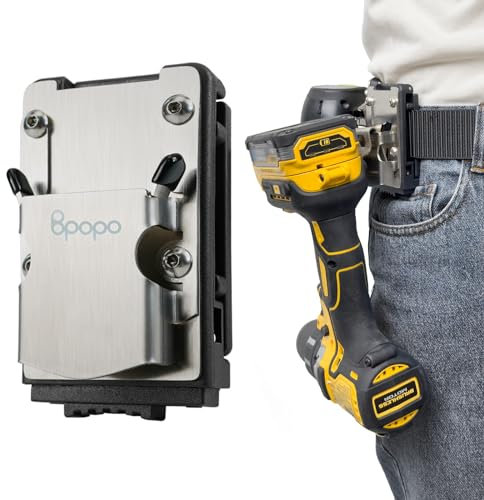 BPOPO Drill Holder Belt Clip, Hook Holster for Cordless Drill Driver, Tape Measure, Quick Access Electric Drill Clip on Belt, Fits Up to 2.1''