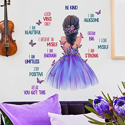 WandSticker4U®- Wandtattoo Kinderzimmer Mädchen GIRL POWER lila (66x70 cm) I Wandsticker Mädchen Spruch Motivation Zitate cool I Wandaufkleber Kinderzimmer Deko Mädchen Teenager GROß