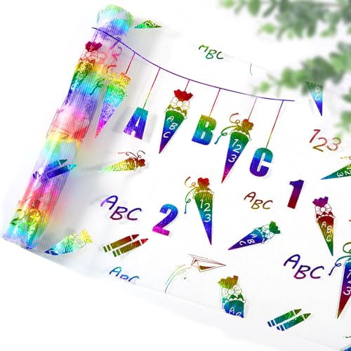 Syoulin-400cm x 29 cm Tischläufer Tischband für Schuleinführung,Einschulung deko,Schulkind Zuckertüten ABC Tisch Läufer Tischdeko für Einschulung Deko,Perfekt für Partydekorationen zum Schulanfang