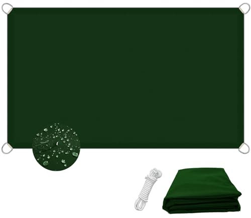Filet d'ombrage avec Cordes de Fixation 7.5 x 9 m Résistant à l'eau Protection Contre Le Vent Indéchirable Toile Ombrage Toile Ombrage avec Kit de Fixation pour Extérieur, Vert Foncé
