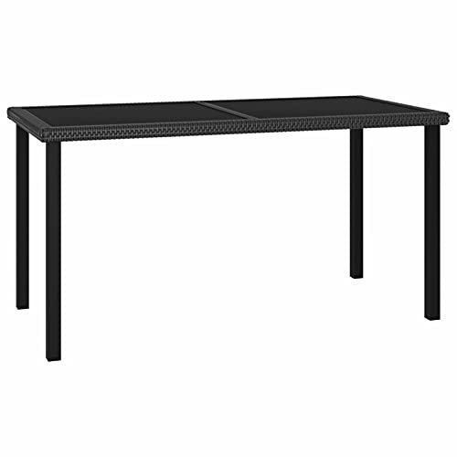 ShCuShan Garten-Esstisch Schwarz 140x70x73 cm Poly Rattan Outdoor Gartentisch Dinning Table Tischplatte Outdoor Garten Tische FüR DraußEn Terrassentisch